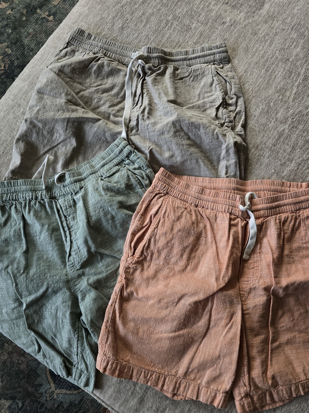 3 Pair Vineyard Vines Men's Drawstring Shorts - Rust, Sage, Tan